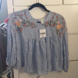 Forever 21 Blue/white Woven Top